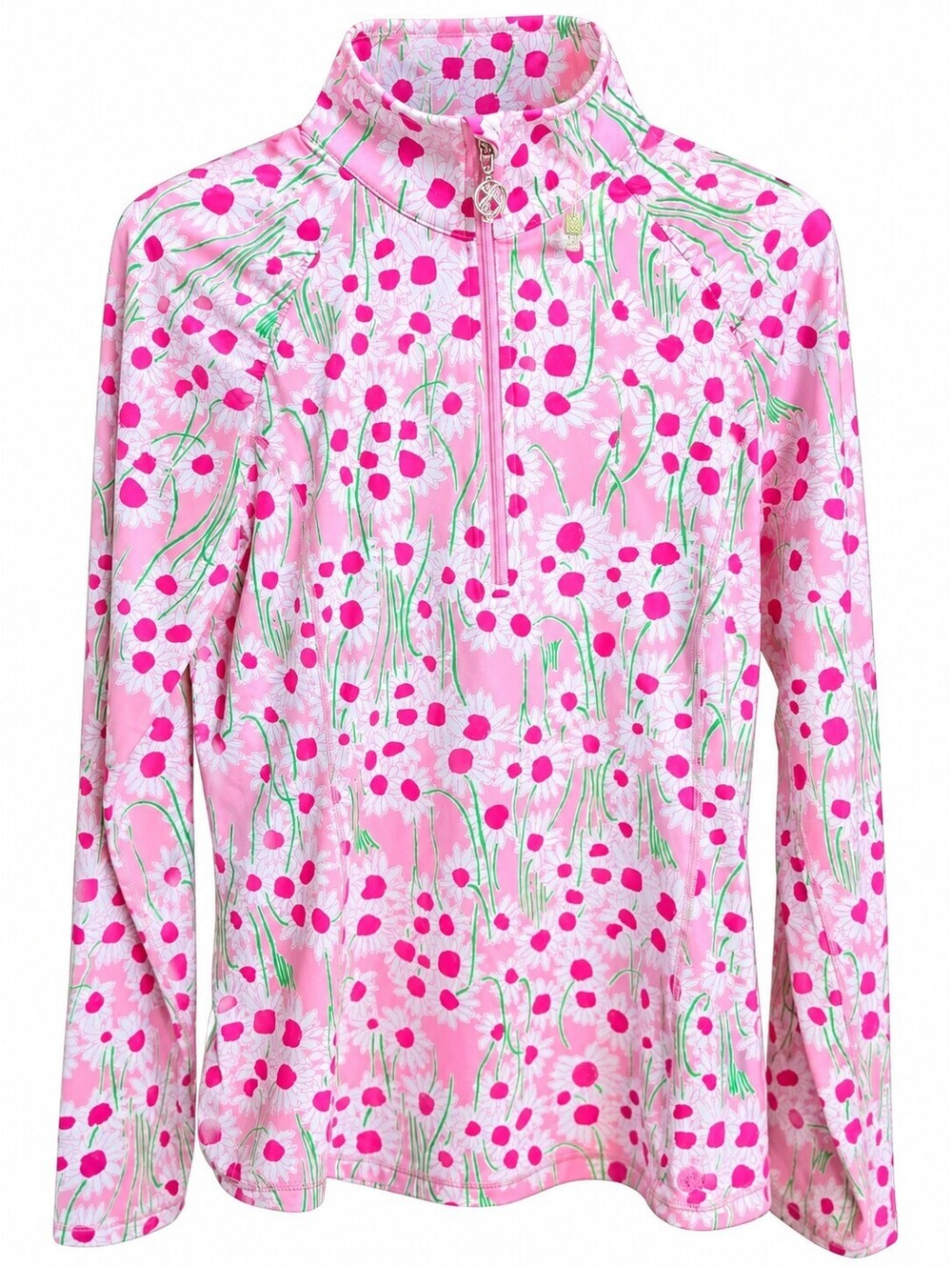 NWT Lilly Pulitzer Justine Half Zip UPF 50+ Pullover Conch Shell Pink Lil Sunny - Picture 2 of 5